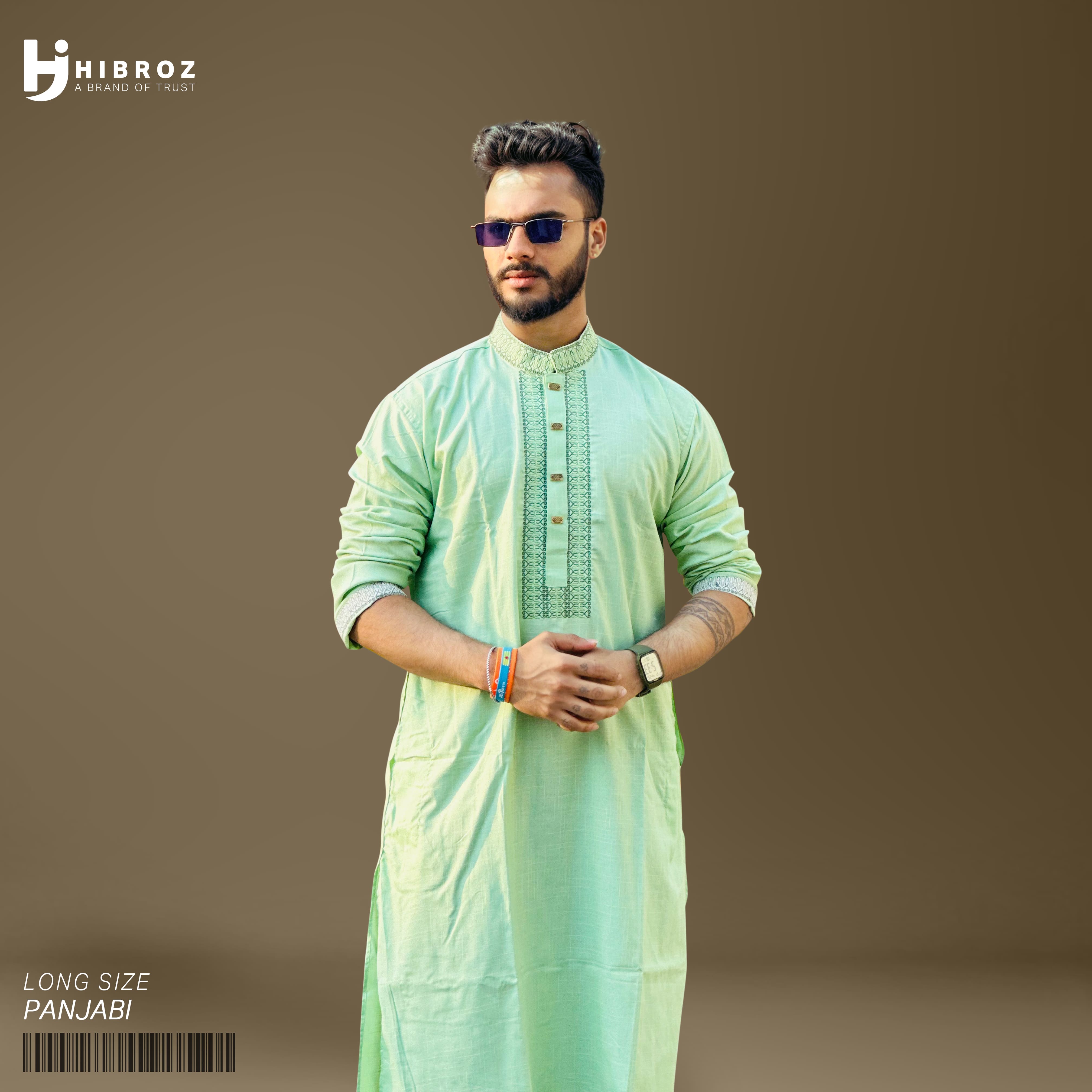 Ivory Tie-Dyed And Embroidered Cotton Slim Fit Panjabi